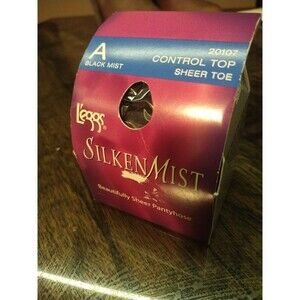 L'eggs 20107 Silken Mist Sheer Control Top Pantyhose Black Size A (Small) New